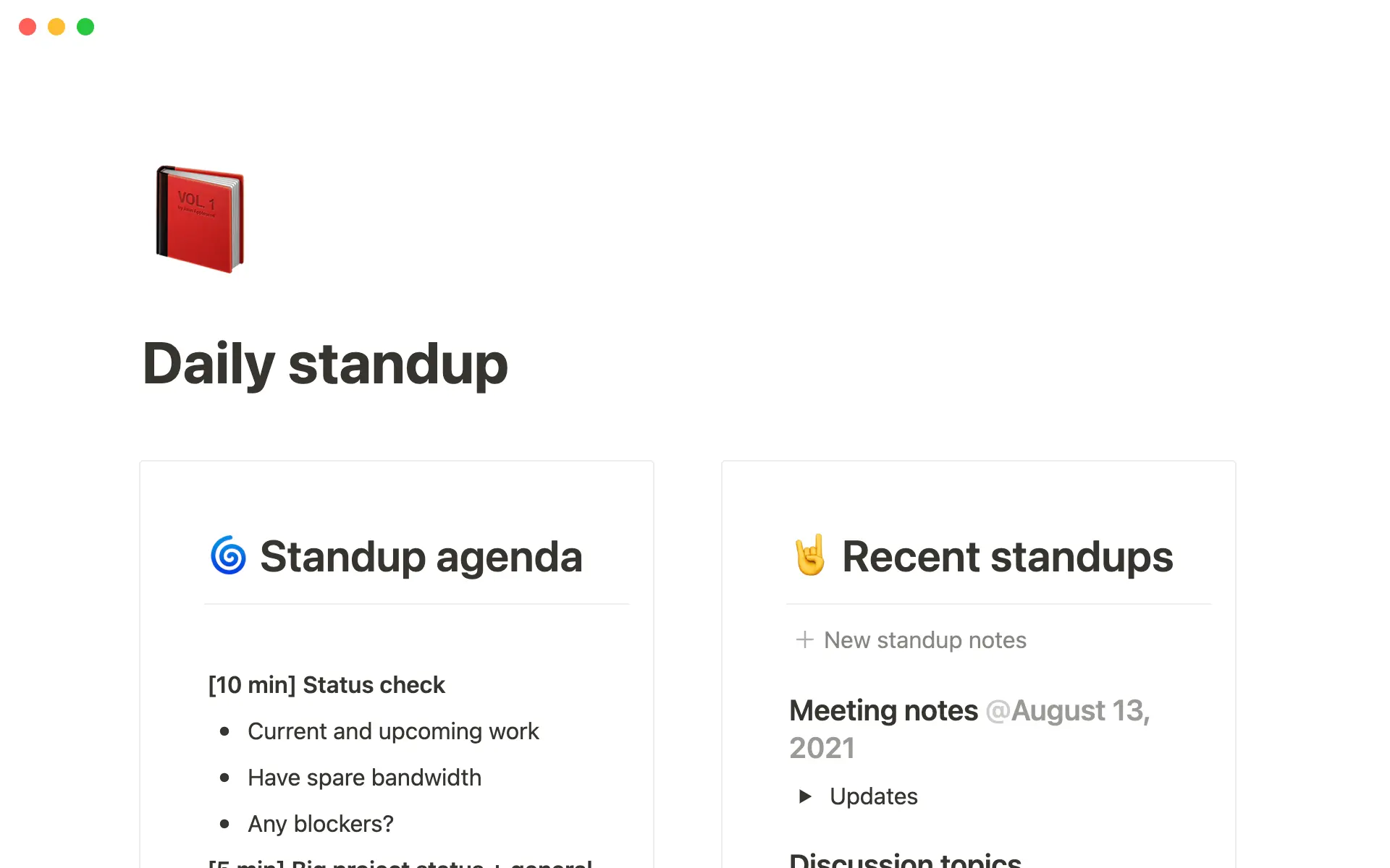 Standup temmplate