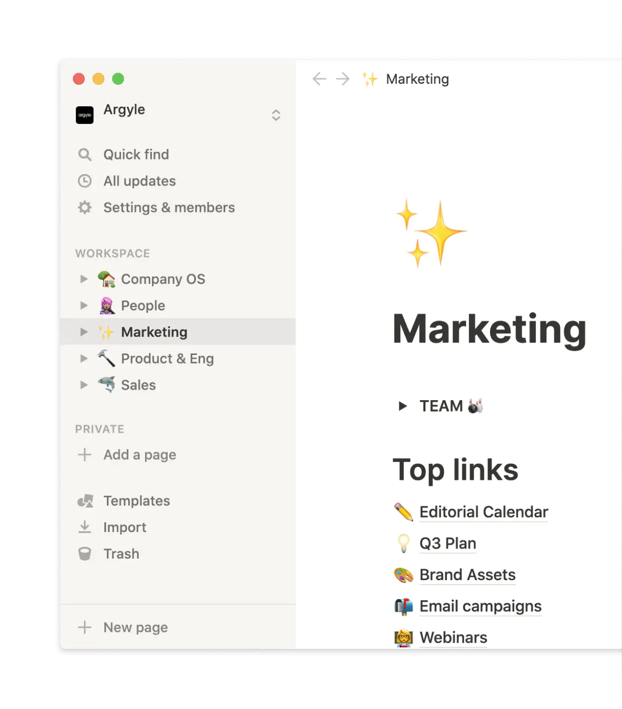 Unite teams across the company in one single workspace.